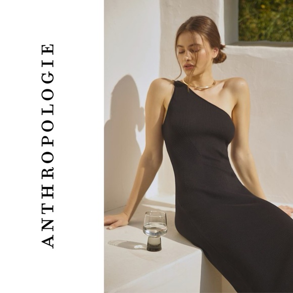 Anthropologie One Shoulder Corset Ribbed Midi Dress - Picture 5 of 12